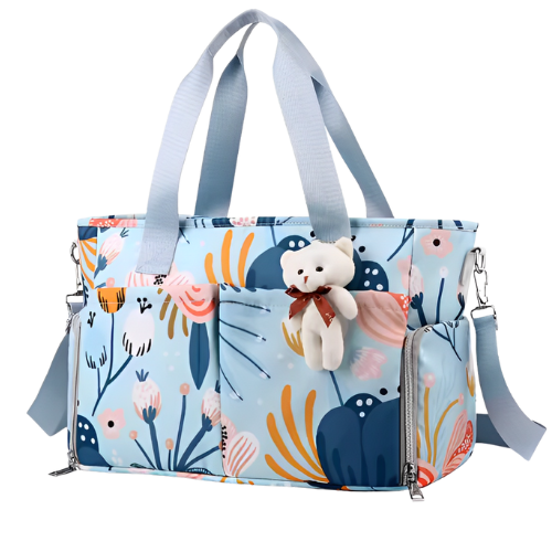 Bolsa maternidade floral azul