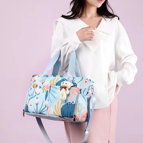 Bolsa maternidade floral azul